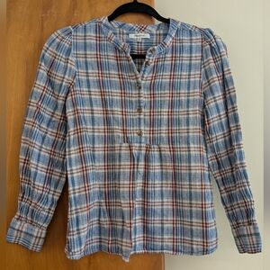 Madewell Blue and Red Plaid Button Down Shirt